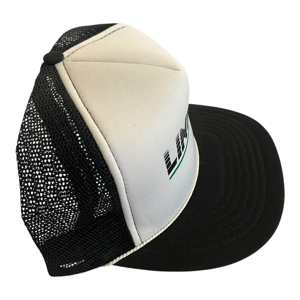 Vintage‎ Linweld Foam Trucker Hat Black White Mesh Snapback Cap Made in USA